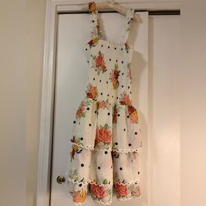 Charming Floral Farm Rio Dress with Polka Dots. Sz.L